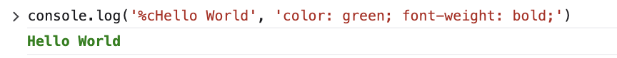 Green text in the javascript console